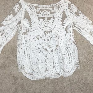 White Lacey Long Sleeve Too